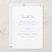 Script Dusty Blue & White Save the Date Card Ankündigung (Vorderseite)
