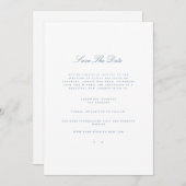 Script Dusty Blue & White Save the Date Card Ankündigung (Vorne/Hinten)