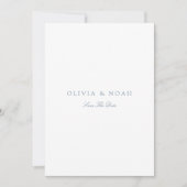 Script Dusty Blue & White Save the Date Card Ankündigung (Vorderseite)