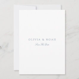 Script Dusty Blue & White Save the Date Card Ankündigung