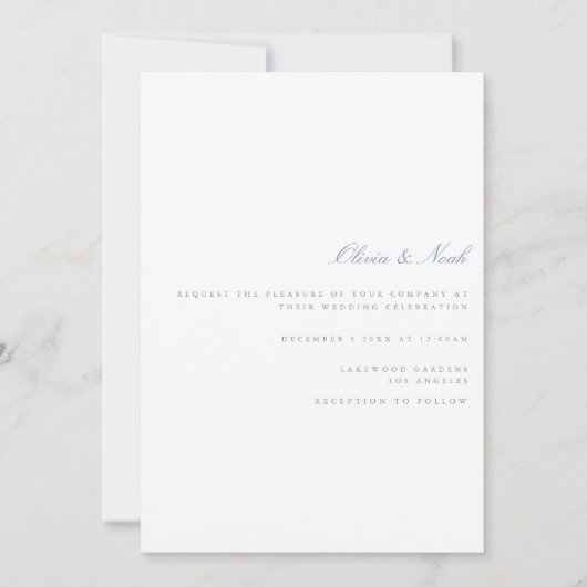 Script Dusty Blue & White Wedding Einladungskarte Einladung (Vorderseite)
