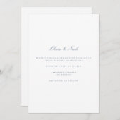 Script Dusty Blue & White Wedding Einladungskarte Einladung (Vorne/Hinten)