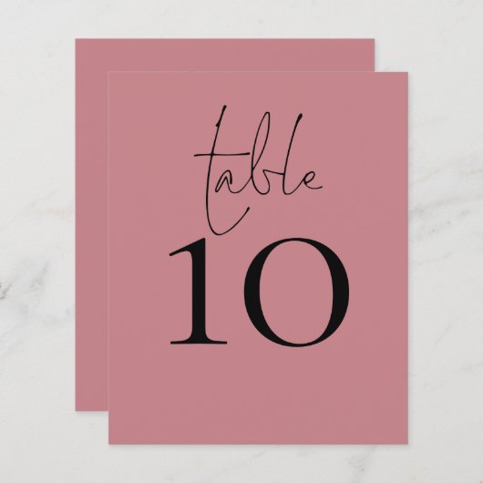 Script Dusty Rose Wedding Tischnummer (Vorne/Hinten)