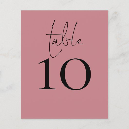 Script Dusty Rose Wedding Tischnummer (Rückseite)