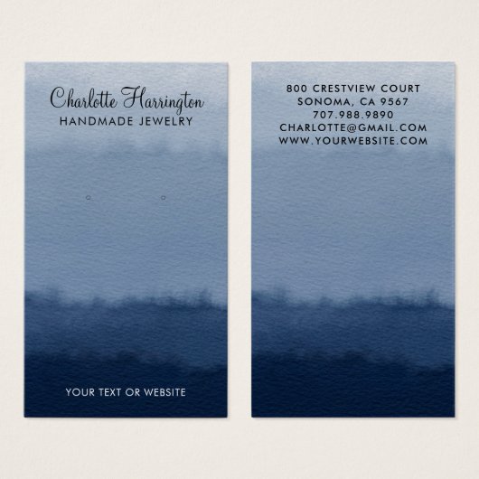 Script Earring Blue Ombre Juwelier Display Card (Vorne & Hinten)