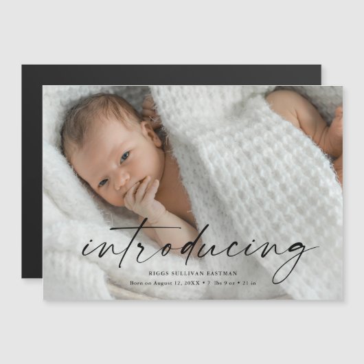 Script Einführung Baby Foto Vielen Dank Magneteinladung (Vorne/Hinten)
