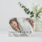 Script Einführung Baby Foto Vielen Dank Postkarte (Stehend Vorderseite)