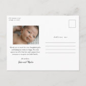 Script Einführung Baby Foto Vielen Dank Postkarte (Rückseite)