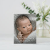 Script Einführung Baby Foto Vielen Dank Postkarte (Stehend Vorderseite)