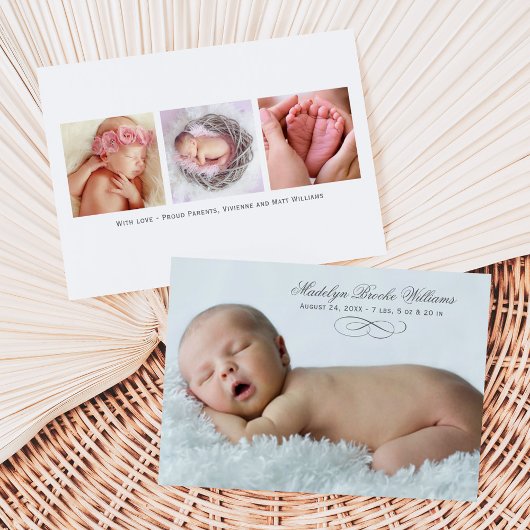 Script Elegance Baby Girl Foto Overlay Birth Ankündigung