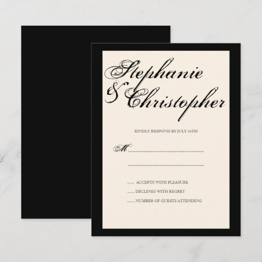 Script-Elegance Wedding RSVP Response Card Karte (Vorne/Hinten)