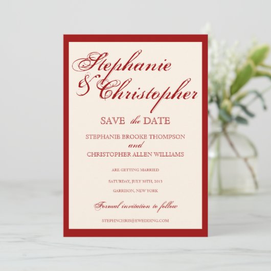 Script-Elegance Wedding Save the Date Announcement Einladung (Stehend Vorderseite)