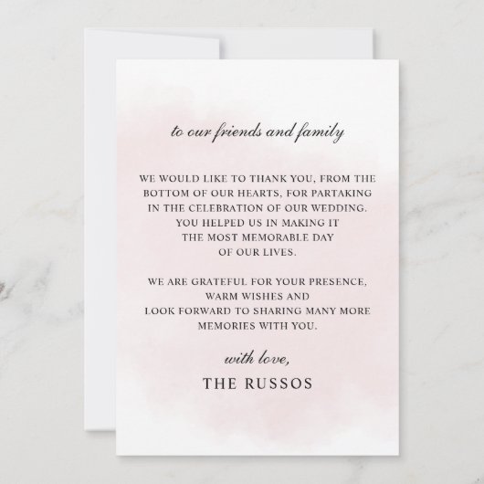 Script Elegant Burgundy Blush Floral Wedding Dankeskarte (Rückseite)