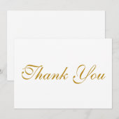 Script elegant dunkelgold weiß Dankeschön Karte (Vorne/Hinten)