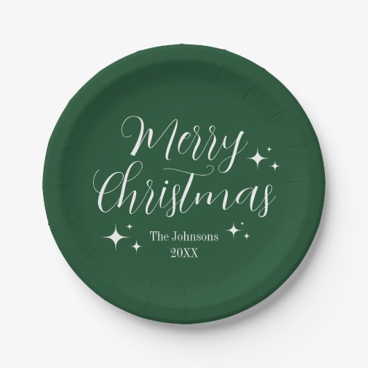 Script Elegant Green Custom Frohe Weihnachts-Party Pappteller (Vorderseite)
