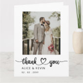 Script Elegant Handwritten Foto Wedding Th Dankeskarte (Vorderseite)