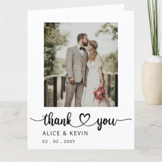 Script Elegant Handwritten Foto Wedding Th Dankeskarte