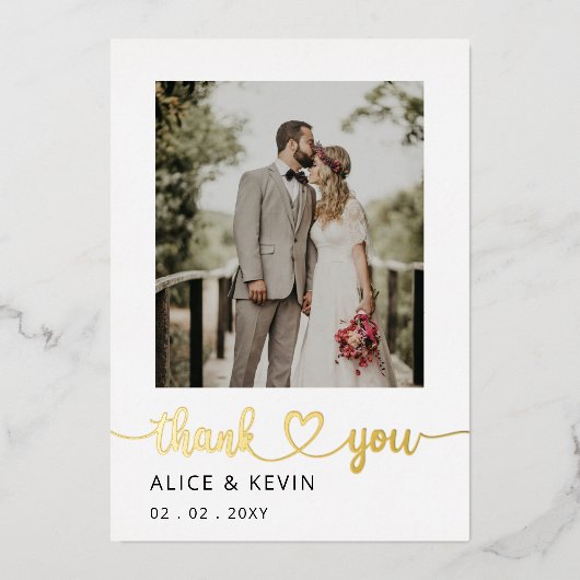 Script Elegant Handwritten Foto Wedding Th Folieneinladung (Vorderseite)