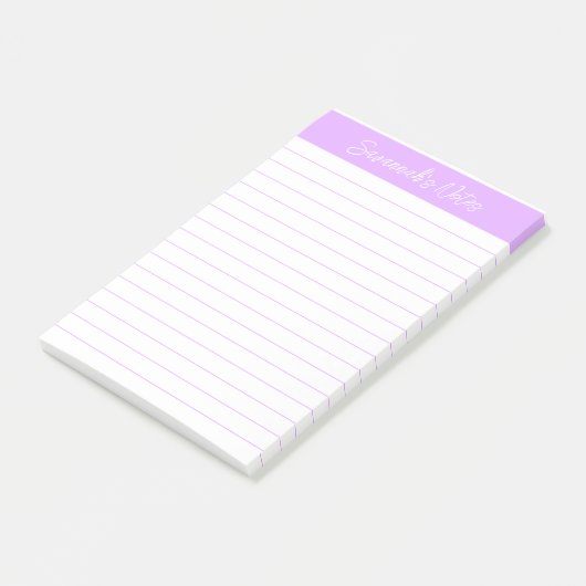 Script Elegant Light Lavender Lined Personalized Post-it Klebezettel (angewinkelt)