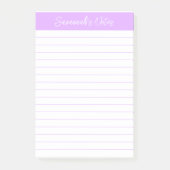 Script Elegant Light Lavender Lined Personalized Post-it Klebezettel (Vorderseite)