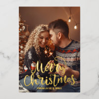 Script Elegant Merry Christmas Foto Postcard