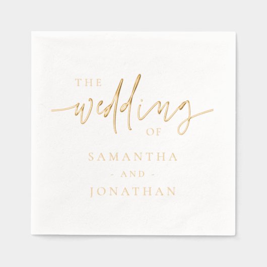 Script Elegant Moderne Hochzeit Servietten Mit Folie (Vorderseite)