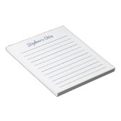  Script Elegant Navy Blue Lined Personalized Notizblock (angewinkelt)