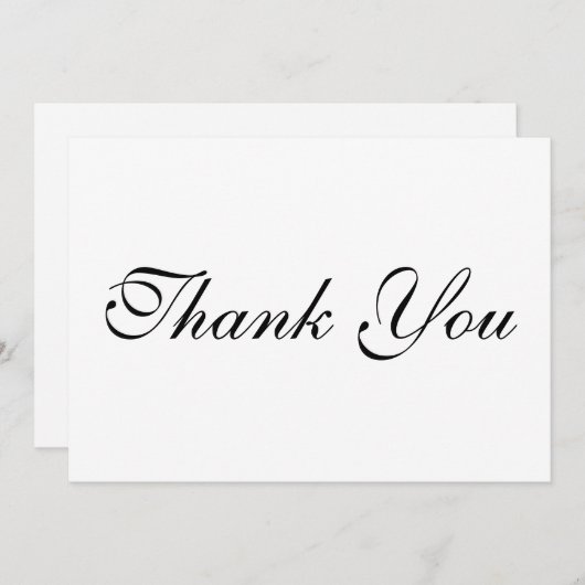 Script elegant Schwarz-weiß Dankeschön Karte (Vorne/Hinten)