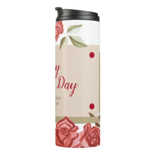 Script Elegant Trendy Modern Happy Mütter Day Thermosbecher (Nach rechts gedreht)