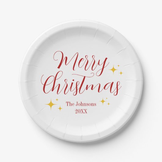 Script Elegant White Custom Frohe Weihnachten Part Pappteller (Vorderseite)