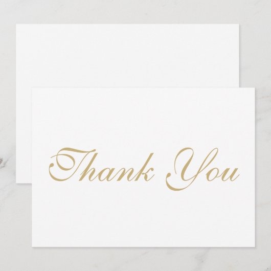 Script elegante gold weiß Dankeschön Karte (Vorne/Hinten)