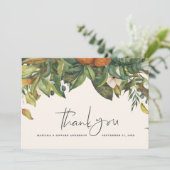 Script elegante Hochzeit danke Zitrus botanisch (Stehend Vorderseite)