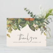 Script elegante Hochzeit danke Zitrus botanisch (Stehend Vorderseite)