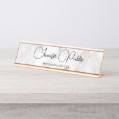 Script Elegante Rose Gold Marble Moderne Typografi Schreibtischnamensplakette (Vorderseite )