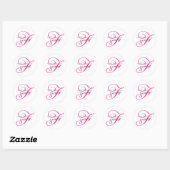 Script F Monogram Labels (Hot Pink / Black) Runder Aufkleber (Blatt)
