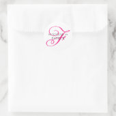 Script F Monogram Labels (Hot Pink / Black) Runder Aufkleber (Tasche)
