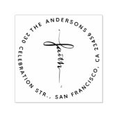 Script Faith Cross Round-Rücksendeadresse Permastempel (Design)