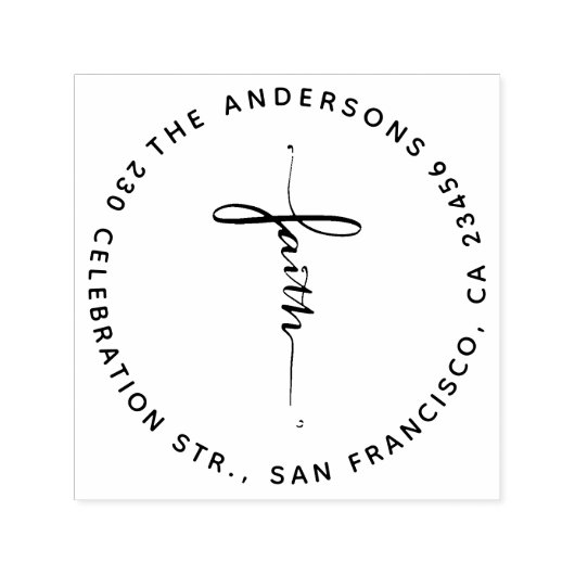 Script Faith Cross Round-Rücksendeadresse Permastempel (Design)