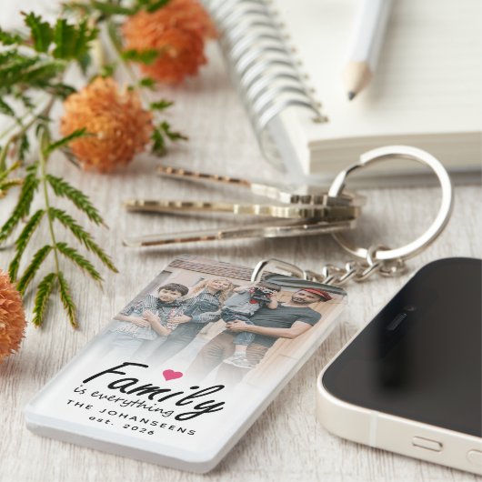 Script Family is Everything 2 Sided Custom Photo Schlüsselanhänger (Vorderseite rechts)