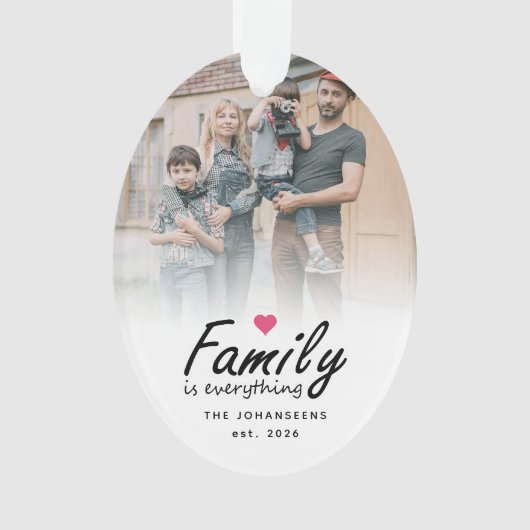 Script Family is Everything Modern Custom 2 Photo Ornament (Vorderseite)