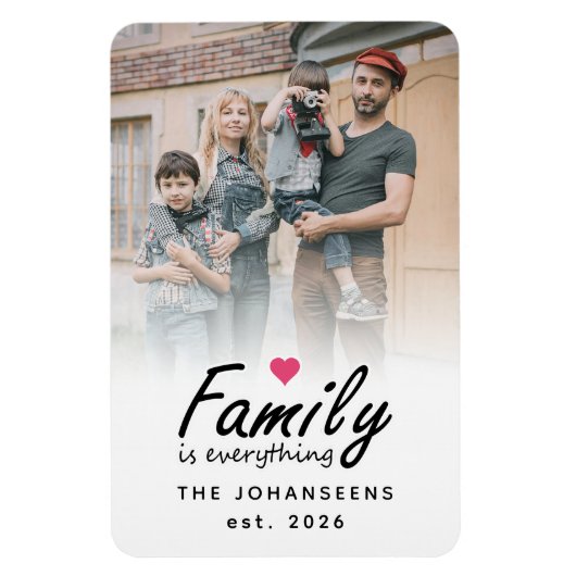 Script Family is Everything Modern Custom Photo Magnet (Vertikal)