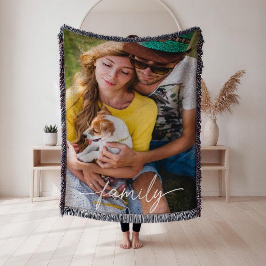 Script Family Photo Woven  Decke