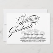 Script Feather Quill Abschluss Einladung (Vorderseite)