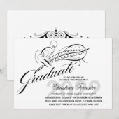 Script Feather Quill Abschluss Einladung (Vorne/Hinten)