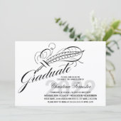 Script Feather Quill Abschluss Einladung (Stehend Vorderseite)