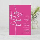 Script Fifty' 50. Geburtstag Einladung (Stehend Vorderseite)