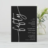 Script Fifty' 50. Geburtstag Einladung (Stehend Vorderseite)