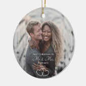 Script First Christmas Mr & Mrs Wedding Photo Keramik Ornament (Links)
