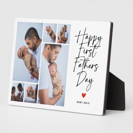 Script First Father's Day Photo Collage Gift Fotoplatte (Seite)