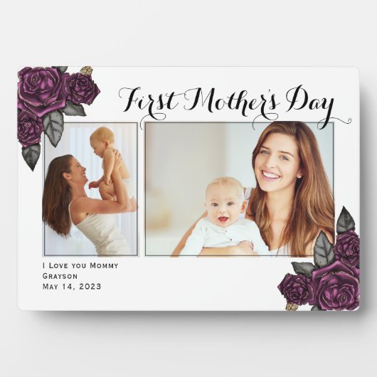 Script First Mother's Day Foto Fotoplatte (Vorderseite)